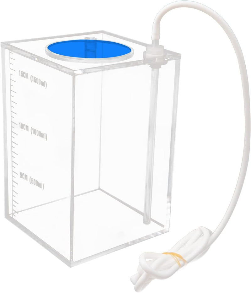 Aquarium Choice Acryli Made Liquid Storage Bucket Dosing Pump Reservoir Container (4.25 * 4.25 * 6.5 Inch;1500ml/1.5L(Bl