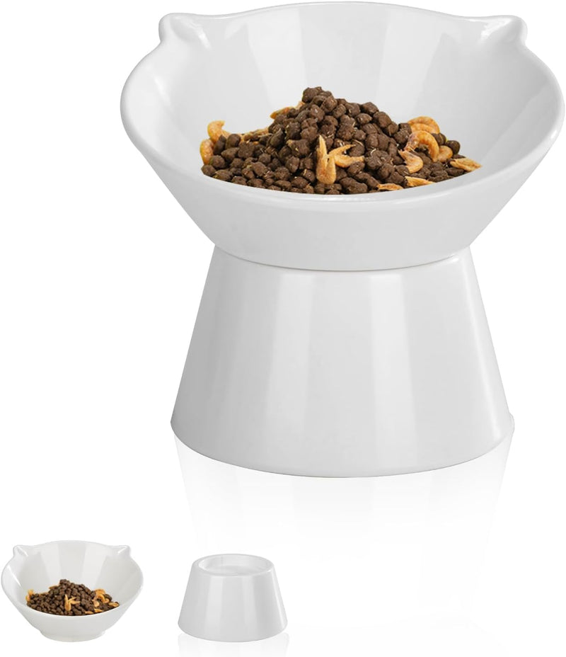 Detachable Elevated Cat Bowls, 15° Tilted Raised Cat Food Bowl Anti-Vomiting, Whisker Friendly, Adjustable Pet cat Dishe