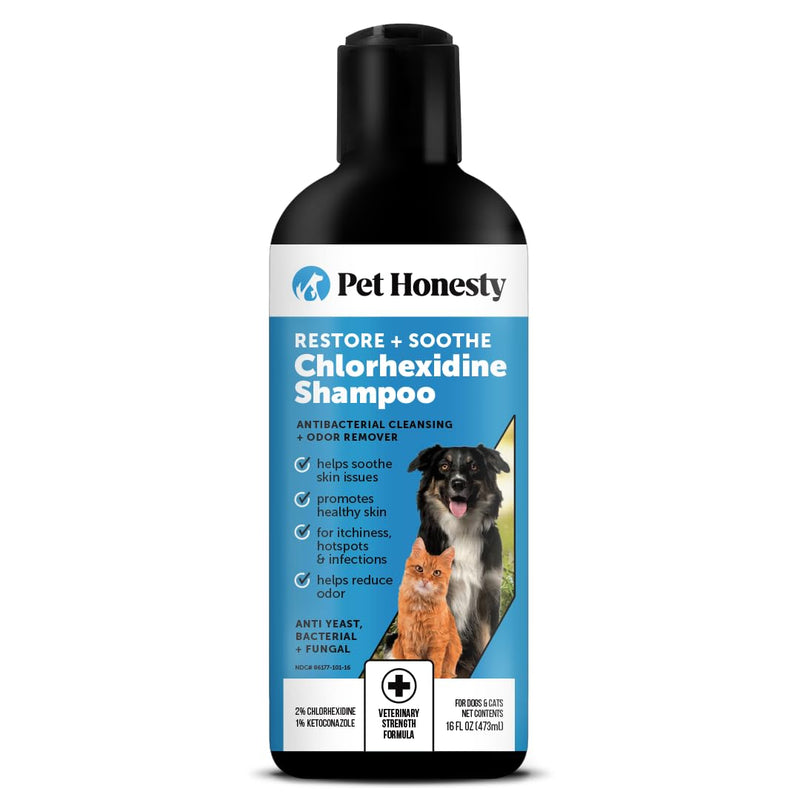 Pet Honesty Chlorhexidine Cat & Dog Seasonal Itch Relief Shampoo, for Allergies, Itching, Skin and Coat Supplement, Helps Shedding, Hot Spots, Deodorizing Dog Shampoo & Grooming Supplies,16oz