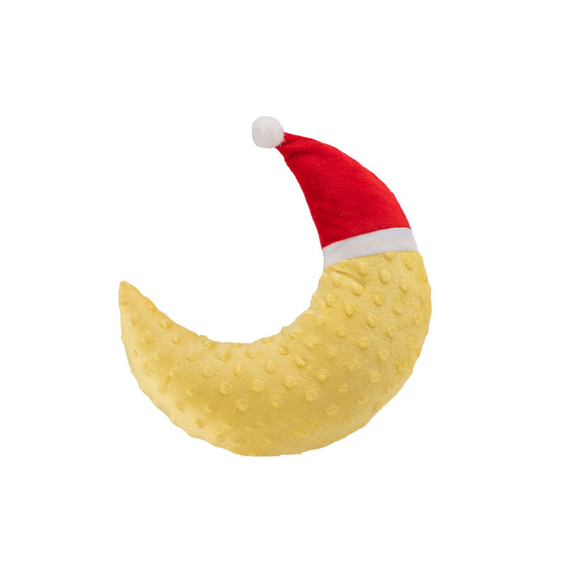 Haourlife Pet Neck Pillow for Cats and Small Dogs, Crescent Moon U-Shaped Plush Pillow with Christmas Santa Hat, Ultra-Soft Minky Cushion, Machine Washable