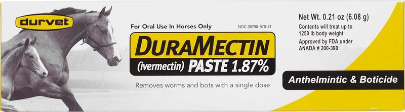 DuraMectin Ivermectin Paste 1.87% Horse Dewormer - 6.08g Oral Syringe Tube, Pack of 1