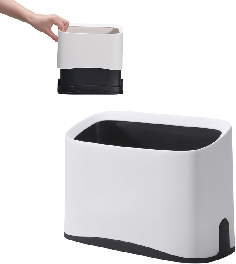 White Cat Litter Scoop Holder, Mini Trash Can with Lid