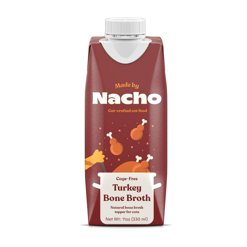 Made by Nacho Bone Broth Cat Food Topper for Hydration and Picky Eaters - Add Protein and Flavor to Your Dry Cat Food – Supports Optimal Nutrition, Digestion, Skin & Coat, 11 oz. Turkey