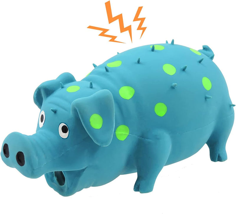 Andiker Dog Squeaky Toy, Dots Latex Dog Chew Toys with a Oinks Sound Squeaker Grunting Pig Dog Toy Durable Self Play 8