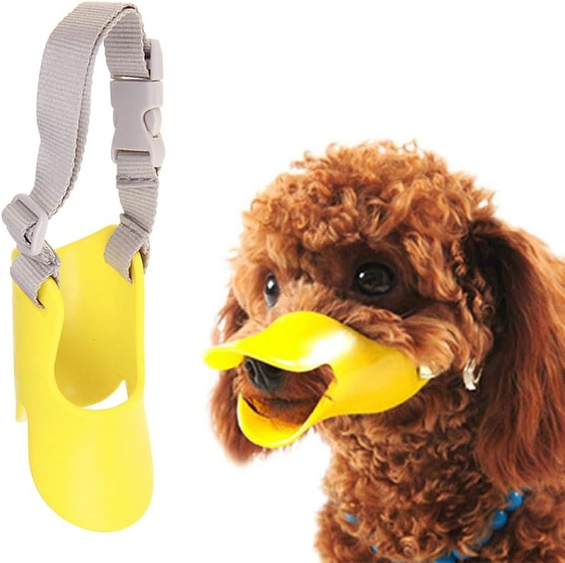 Dog Muzzle, Anti Bite Silicone Duck-Bill Duck Mouth Shape Dog Mouth Covers with Adjustable Strap, Stop Barking Chewing,
