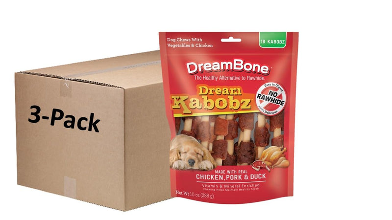 DreamBone Dream Kabobz, Rawhide-Free Chews for Dogs, 54 Count (3 Packs of 18 Count)