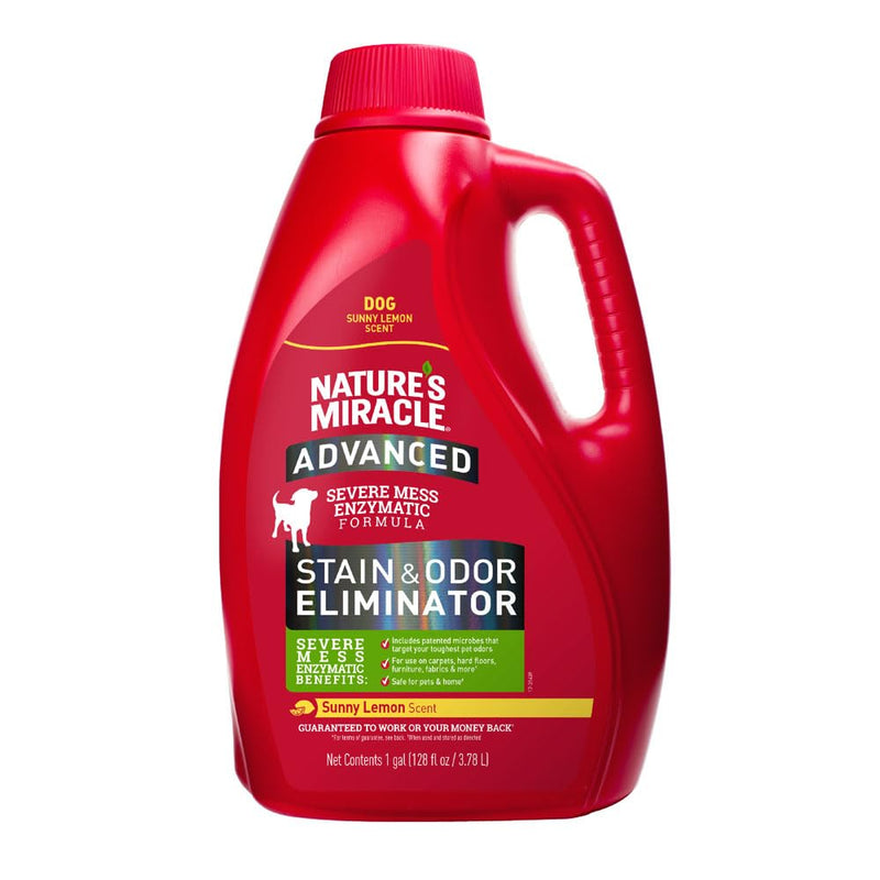 Nature’s Miracle Advanced Stain & Odor Eliminator, Severe Mess Enzymatic Formula For Tough Pet Messes, Sunny Lemon Scent, 1 Gallon