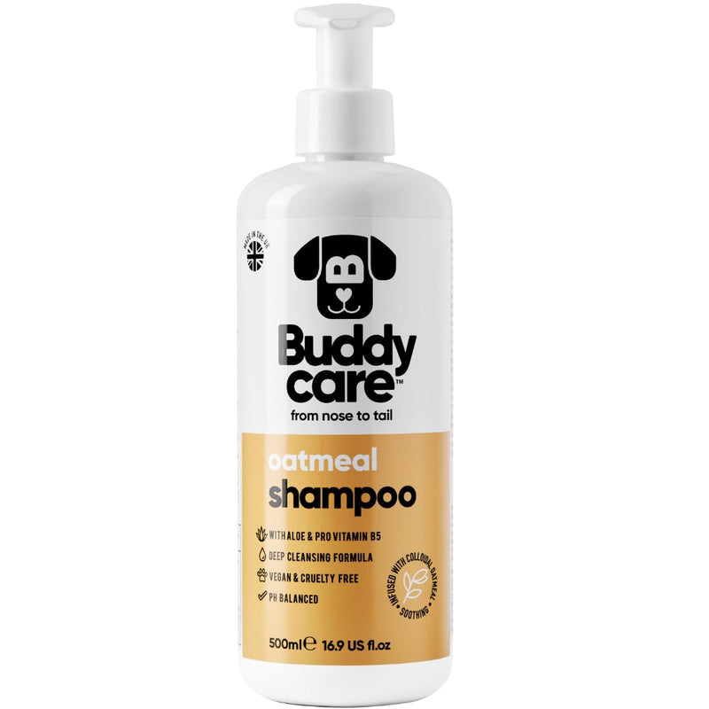 Buddycare Oatmeal Dog Shampoo for Smelly Dogs (16.90oz) - Hypoallergenic & Itch Relief Formula, Gentle on Sensitive Skin, Includes Dog Shampoo and Conditioner - Essential Dog Grooming Supplies