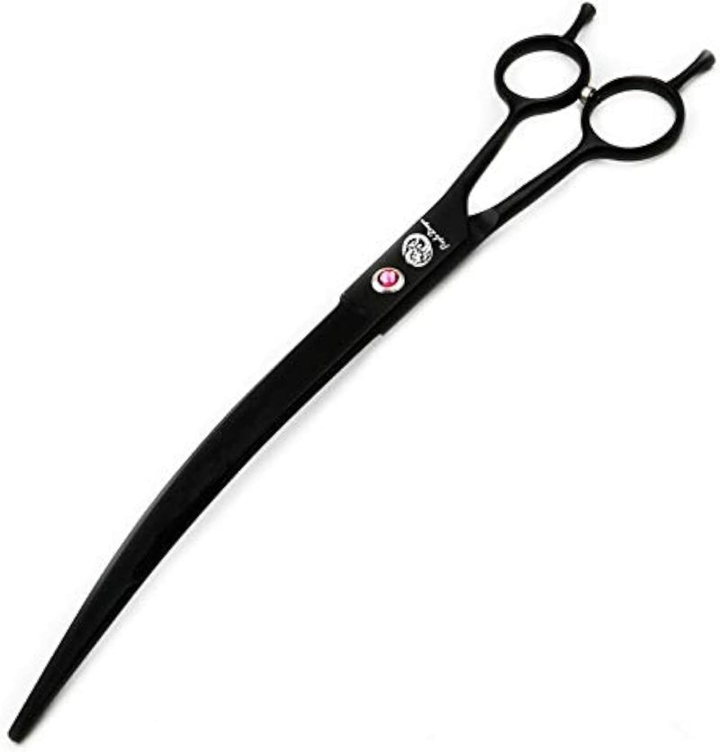 Purple Dragon 9.0 inch Black Dog Grooming Scissors - Downward Curved Shears