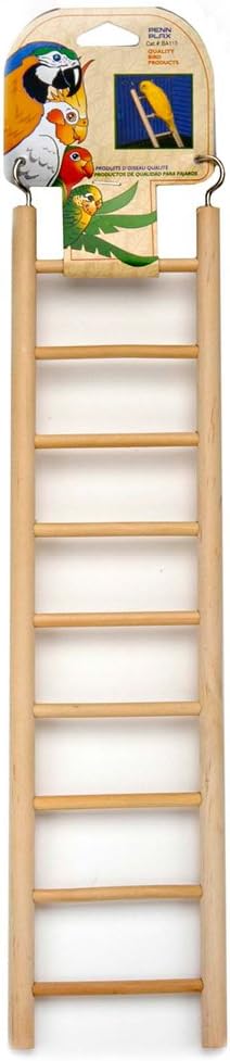 Penn-Plax 9-Step Wooden Bird Ladder | Easy to Install | Fun Exercise for Your Bird (BA115)