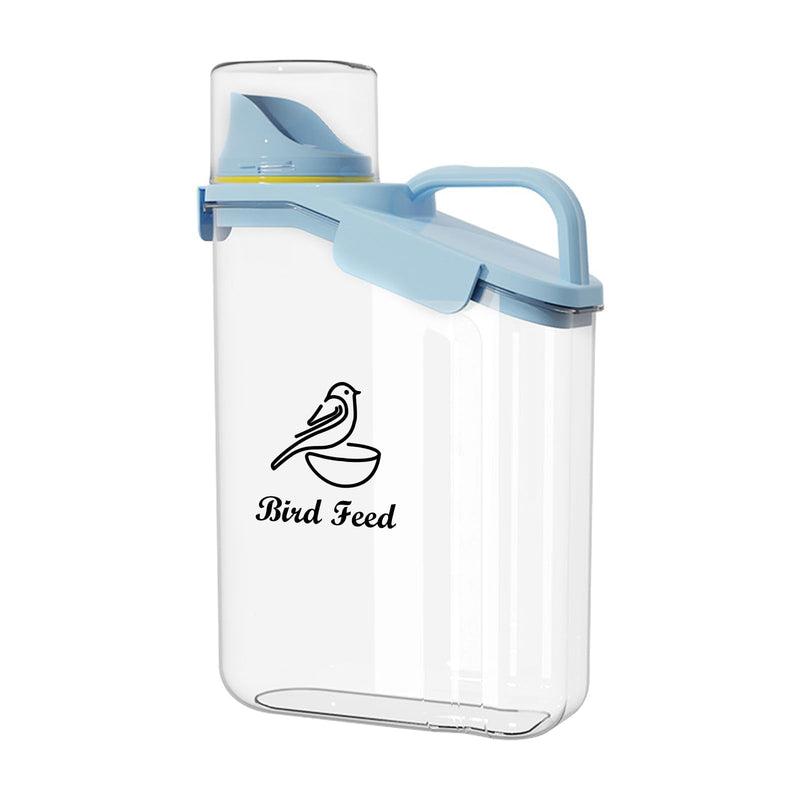 Brabtod Bird Seed Storage Container Portable-3 Qt/2.8 L Clear Plastic Pet Food Container-with Measuring Cup,Airtight Wild Bird Seed Dispenser for Storing Sunflower Seed|Squirrel proof|BPA Free-Blue