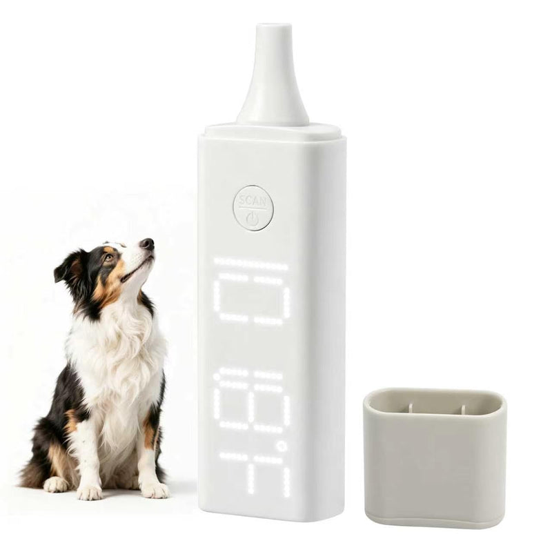Pet Ear Thermometer, Non-Contact Infrared Temperature Measuring Device with Charging Base, Large Bright LED Screen Accur