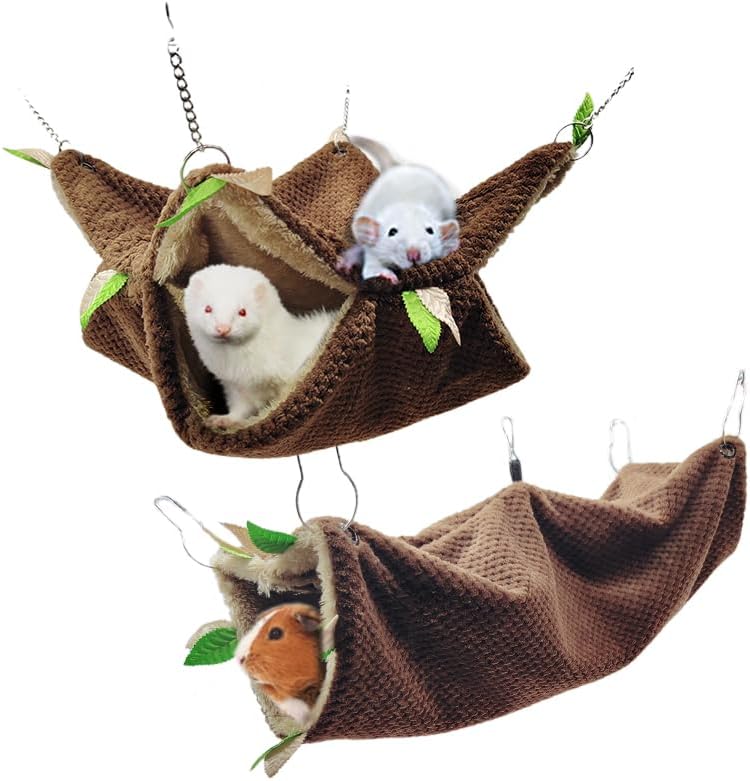 EAEDMY Ferret Rat Hammock Tunnel Toys Cage Accessories, Guinea Pig Hideout Tunnel, Warm Bed for Rat Ferret Guinea Pig Sl