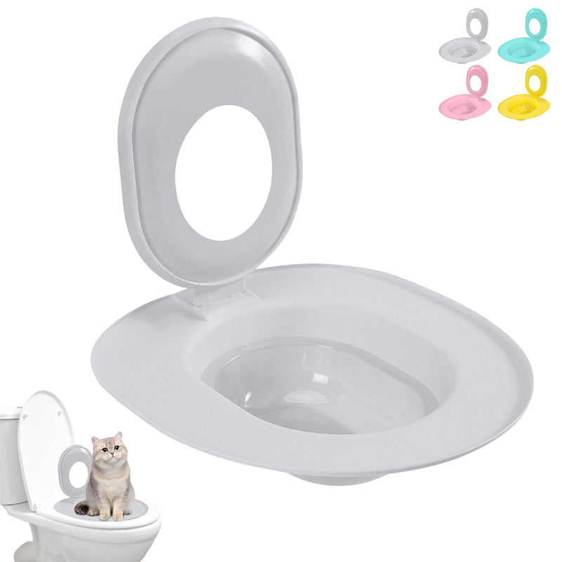 Cat Toilet Seat Training Kit, Reusable Plastic Cat Toilet Trainer Kit for Pet Cleaning, Universals Pet Toilet Training System for Indoor Cats, Easy to Install (Grey)