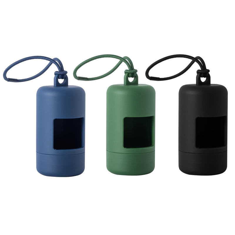 SLSON 3Pack Dog Poop Bag Holder for Leash Lightweight Pet Waste Bag Dispenser with Leash Attachment Portable Plastic Doggie Poop Bag Dispensers,Blue Green Black