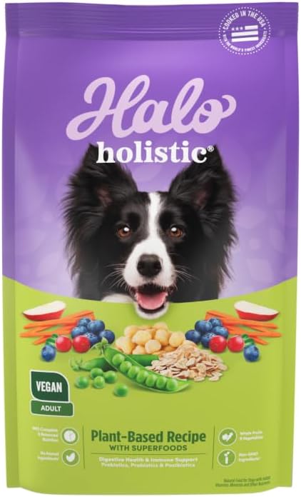 Halo Holistic Dry Dog Food, Vegan Plant-Based Recipe, Superfoods, 3.5 lb