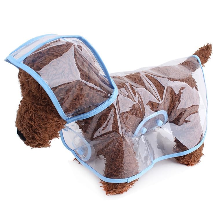 Clear Dog Poncho, Transparent PVC Cape Style Pet Rain Jacket with Hidden Leash Hole, Suitable for Most Dog Breeds(2-25lbs) (Transparent, s-3xl) (Blue, Medium)