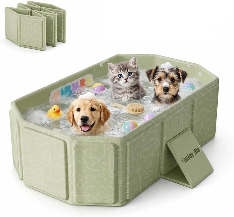 Foldable Portable Bathtub for Pets,Dog,Cat, Freestanding PP Plastic and PVC, Capacity, Portable Green for Pets Play