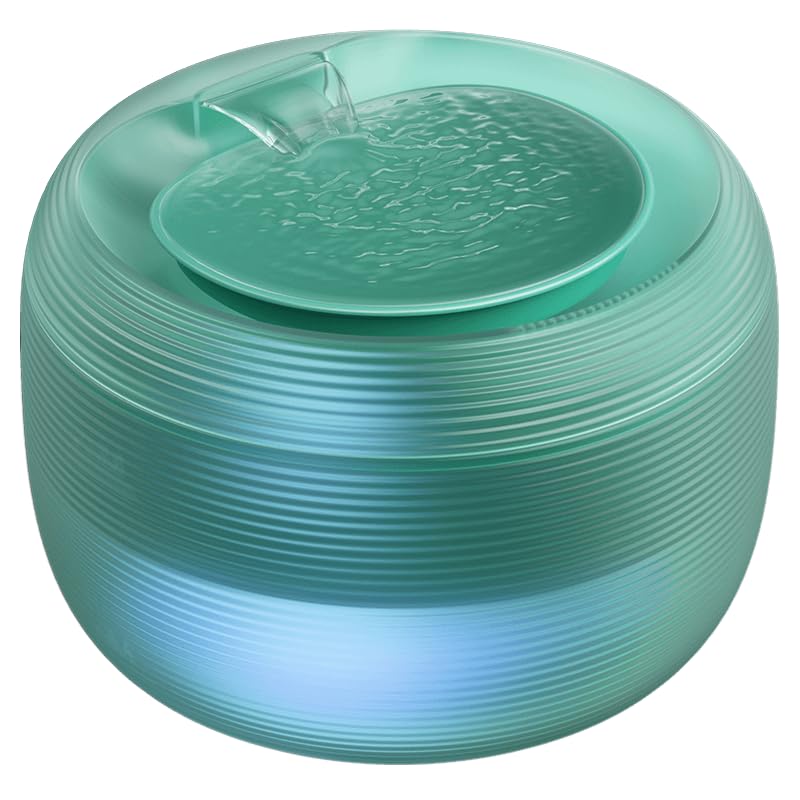 GROOVYPETS 2.5L/85oz Translucent Fountain Water Bowl Drinking Dispenser Pet Waterer for Cats Dogs (Green, Medium)