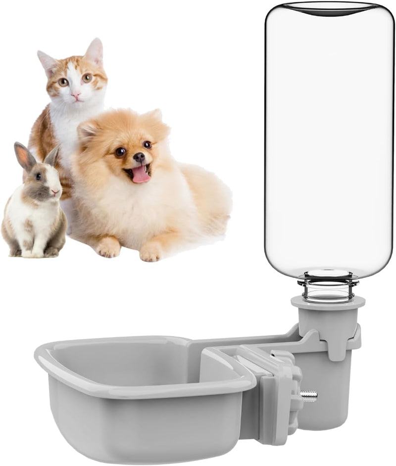 Pet Water Bottle for Cage, Anti-Overflow Gravity Water Bowl Dispenser for Puppies, Cats, Rabbits, Ferrets, Guinea Pigs,