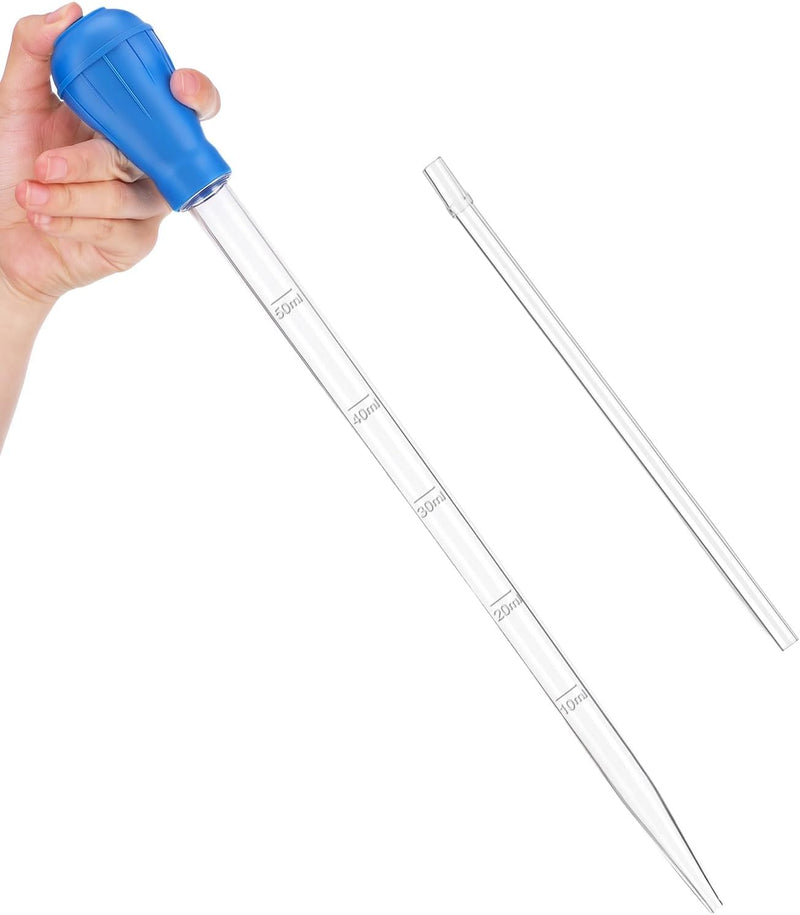 27.7in Extra Long Turkey Baster for Aquarium 50ml Baster Syringe Aquarium Water Changer Siphon for Fish Tank Cleaning Wa