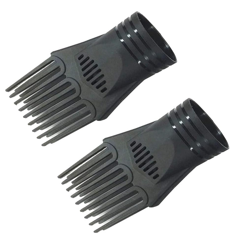 2Pcs Black Plastic Universal Blow Hair Dryer Comb Attachment for Straightening, Detangling - Nozzle Hairdressing Salon C