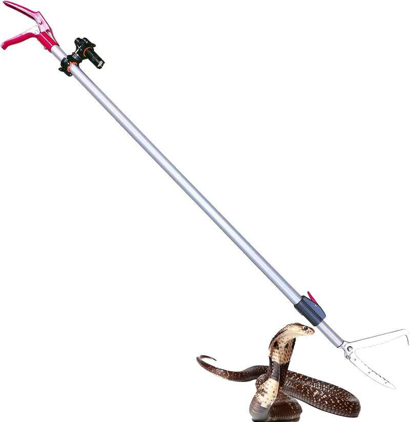 87'' Telescopic Snake Tongs, Aircraft-Grade Aluminum Alloy Reptile Grabber Rattle Snake Catcher Wide Jaw Handling Tool w