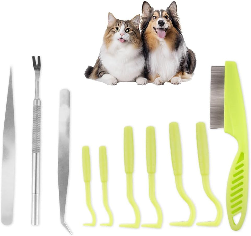 10 Pcs Pet Tick Remover Tool, Stainless Steel Tick Remover Tick Plastics Remover for Cats and Dogs, Pet Tools, Silver, G