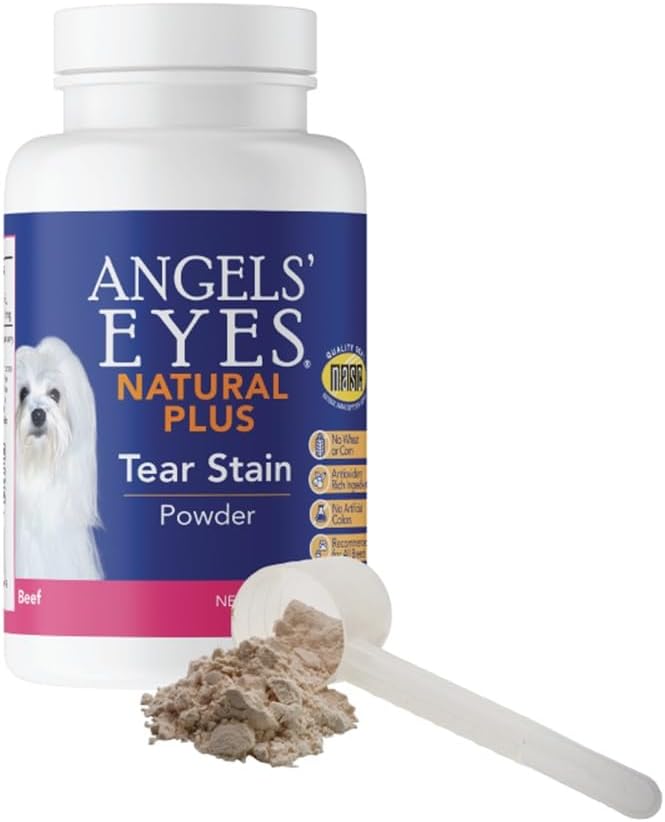 Angels' Eyes Natural Plus Tear Stain Prevention Powder for Dogs & Cats | Beef Flavor | 75g | Daily Eye Health Support fo