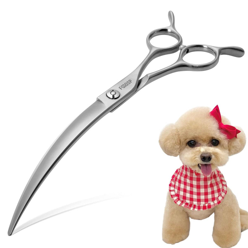 FOGOSP Professional 45°Curved Grooming Scissors for Dogs 7.5 in Big Arc Curved Shears for Professional Groomer Japan VG10 High-carbon Steel Right Hand Matte