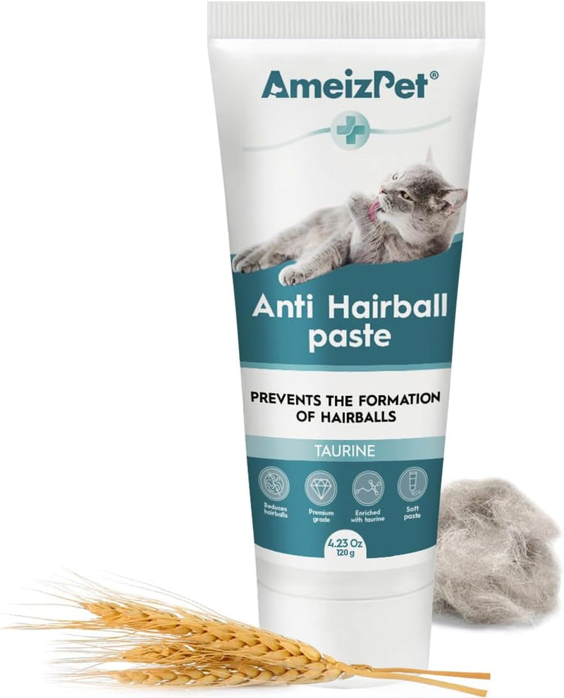 AmeizPet Hairball Remedy for Cats, Anti-Hairball Malt Paste for Pet Fur, Treatment for Long & Short Fur Cats, 4.23 Oz (120g)