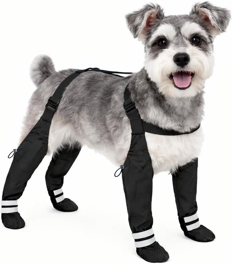 Suspender Boots for Small Dogs, Ultra-Lightweight Waterproof Anti-Slip Puppy Shoes, Adjustable Paw Protector with Reflec