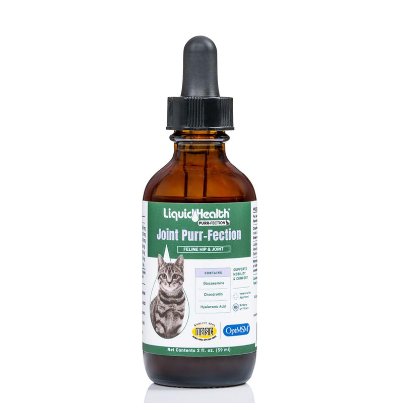 LIQUIDHEALTH Pets Liquid Cat Glucosamine Joint Purr-Fection - Hip & Joint Health Relief Support, Chondroitin Feline Droppers for Senior Older Adult Cats & Kittens - Made in the USA (2 oz)