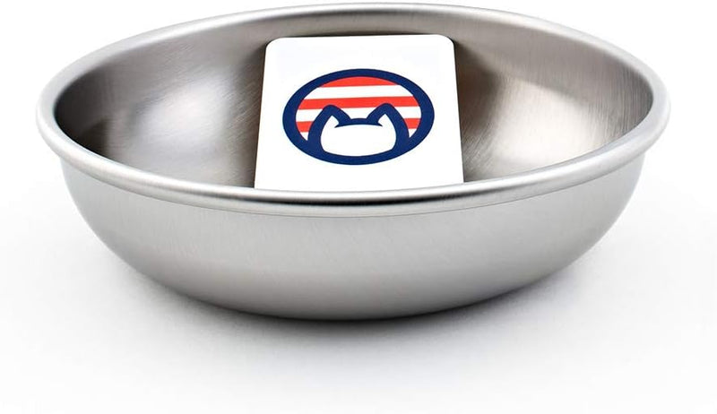 Stainless Steel Cat Bowl for Food & Water by Americat – Made in USA – Dishwasher Safe, Human Grade, Whisker Friendly Dis