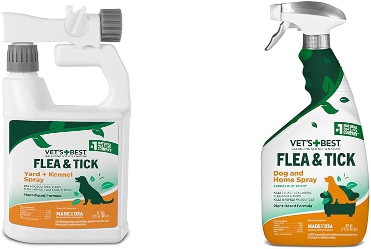 Bundle of Vet's Best Flea and Tick Yard & Kennel Spray, 32oz with Vet's Best Flea and Tick Home Spray for Dogs, 32 oz -