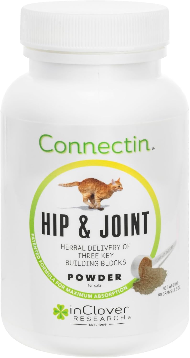 InClover Connectin Natural Hip & Joint Supplement for Cats with Glucosamine, Chondroitin & Hyaluronic Acid - Powder for Cat Mobility, Comfort & Active Lifestyle Support, 3.2oz
