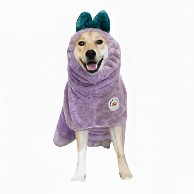 DERPYCHAPPY Premium Dog Towel Robe & Dog Bathrobe for Drying Dogs Made in Korea | Super Absorbent Quick & Adjustable Microfiber Bath Towel for Cats & Puppy Robes After Bath | Drying Coat (Lavender,XL)