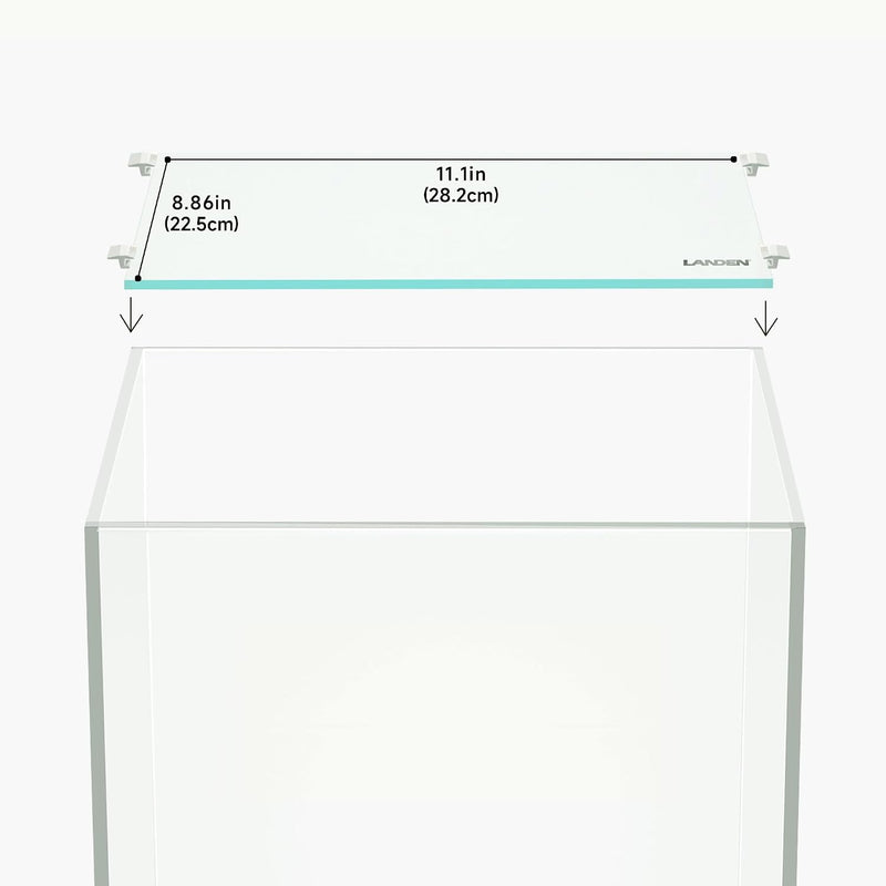 LANDEN Glass Aquarium Lid with Clips for 30x30cm 6.6 Gallon Rimless Tank