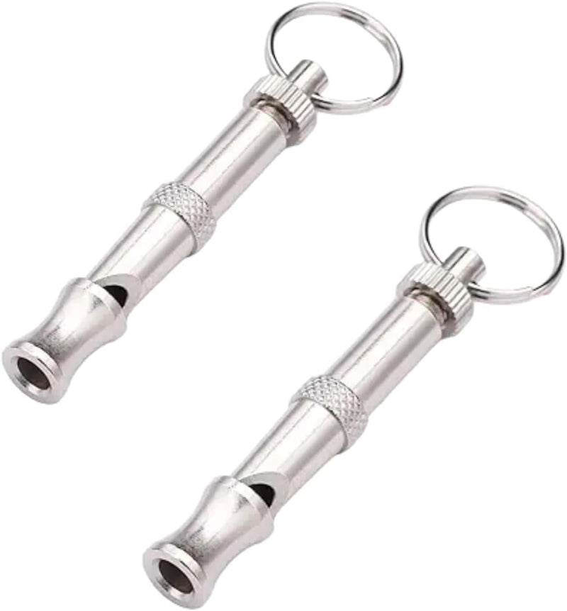 2Pcs Silver Adjustable Ultrasonic Dog Whistle, Portable Dog Training and Behavior Aids, Pet Whistle Supersonic Whistle D