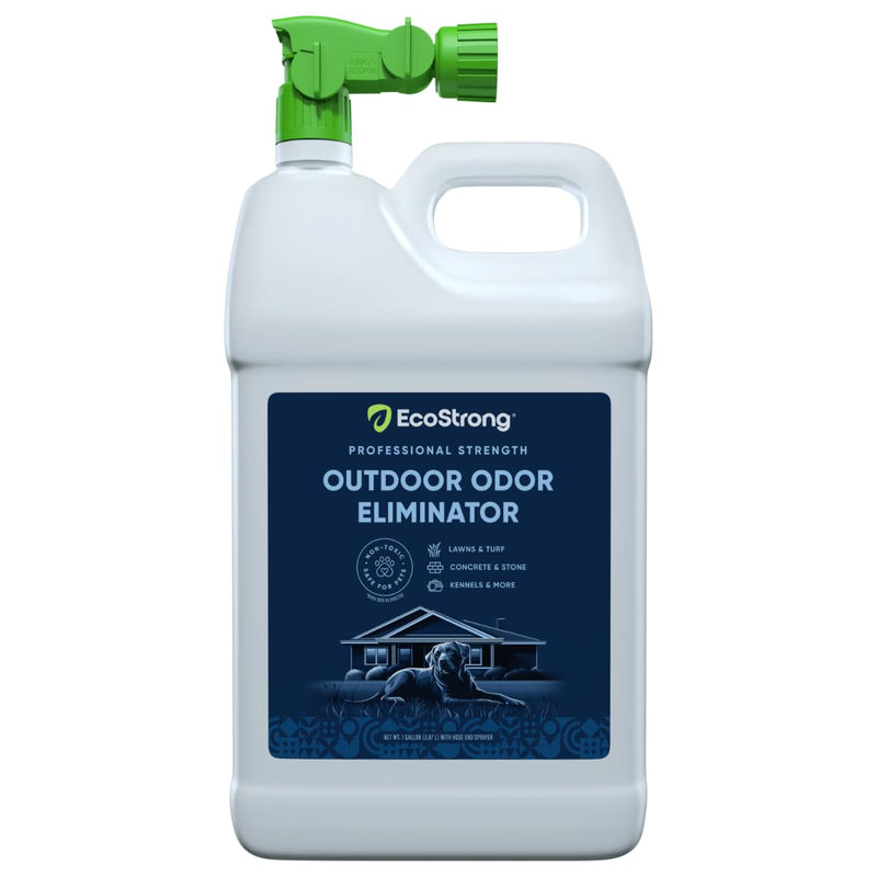 Eco Strong Outdoor Odor Eliminator Outside Dog Urine Enzyme Cleaner Powerful Pet, Cat, Animal Scent Deodorizer | Professional Strength for Yard, Turf, Kennels, Patios, Decks (128 oz W Sprayer)