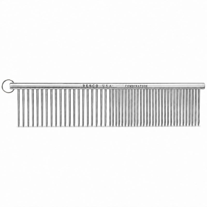 Resco Professional Dog Grooming Comb for Dogs, USA Made Metal Greyhound-Style Show Comb, Smooth Glide Pins for Groomers & Handlers, Chrome