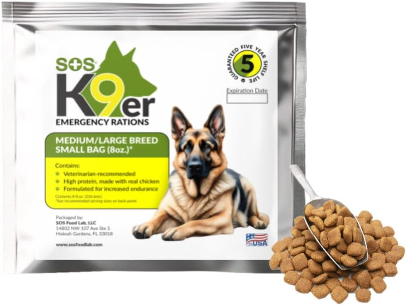 SOS Food Lab Emergency Dog Food Ration (8 Oz) - Pet Food Contains High Protein Chicken for Any Size Dog Breed - Ready to