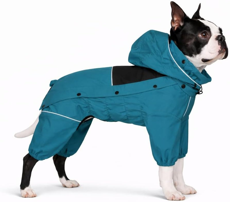 LOVELONGLONG Waterproof Dog Raincoat with Removable Hood – Outdoor Full Body Dog Jacket, Windproof Snowproof Shell Suit