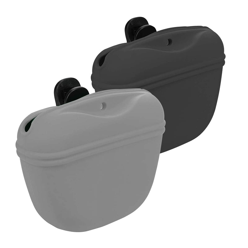 MGKSHADOW Dog Treat Pouch 2 Pack, Dog Treat Training Pouch, Silicone Pet Treat Bag BPA Free/Clip/Magnetic Dog Walk (Grey & Black)