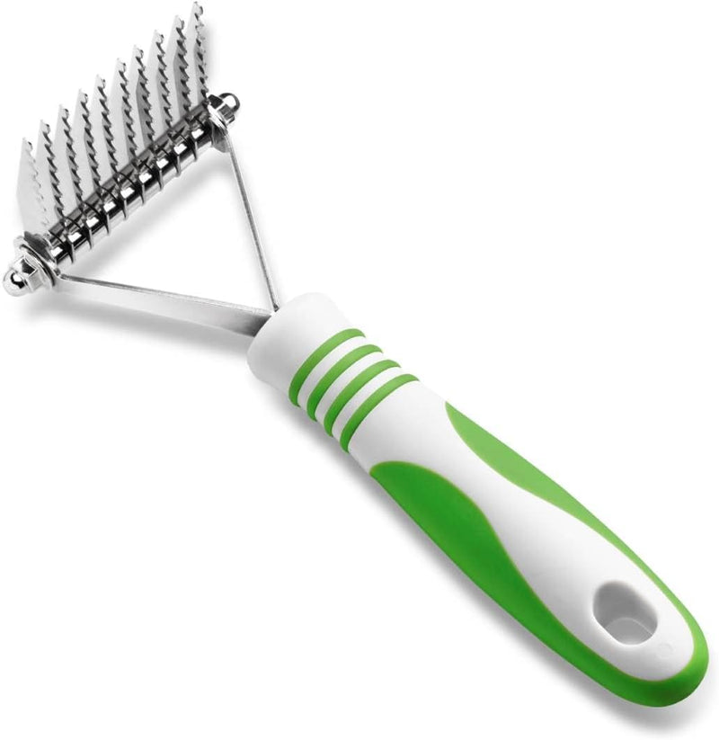 Andis 66050 De-Matting Rake with 10 Blades - Grooming Brush with Safety Edges & Promotes Healthy Skin & Coat - Non-Slip Handle, De-Shedding & Perfect for Long-Haired Breeds – 1 Pack, Green