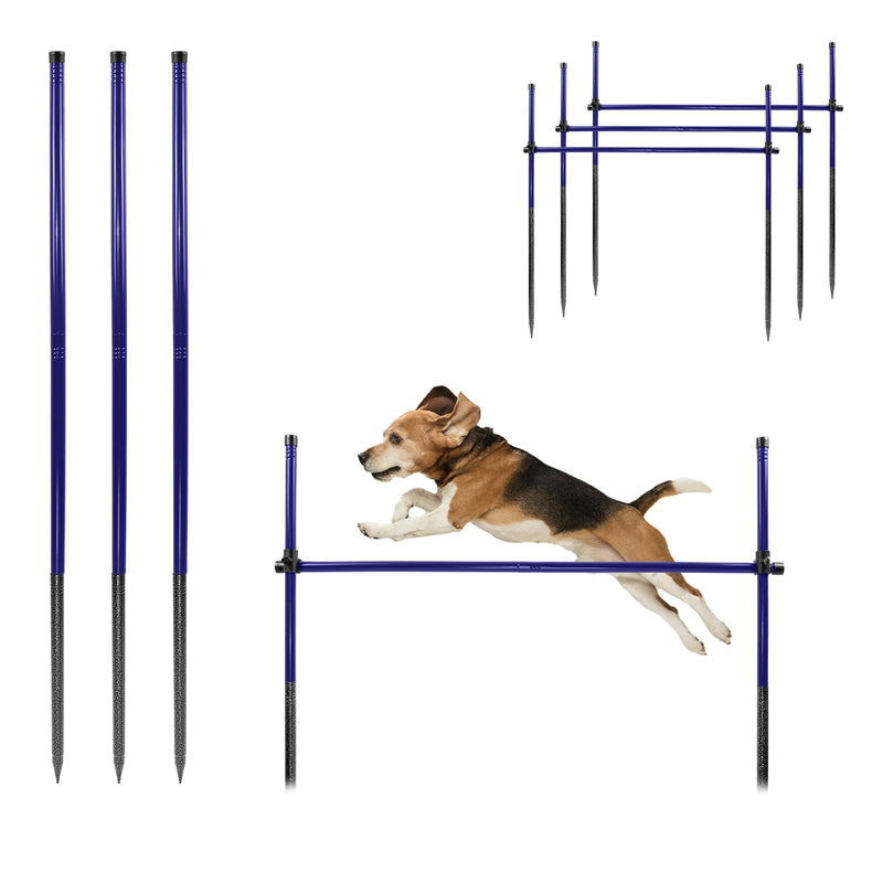 Qufiona Dog Agility Course Backyard Set, Metal Dog Agility Training Equipment Adjustable Height Obstacle Course for Dog Hurdles Jumps (3 Pack)