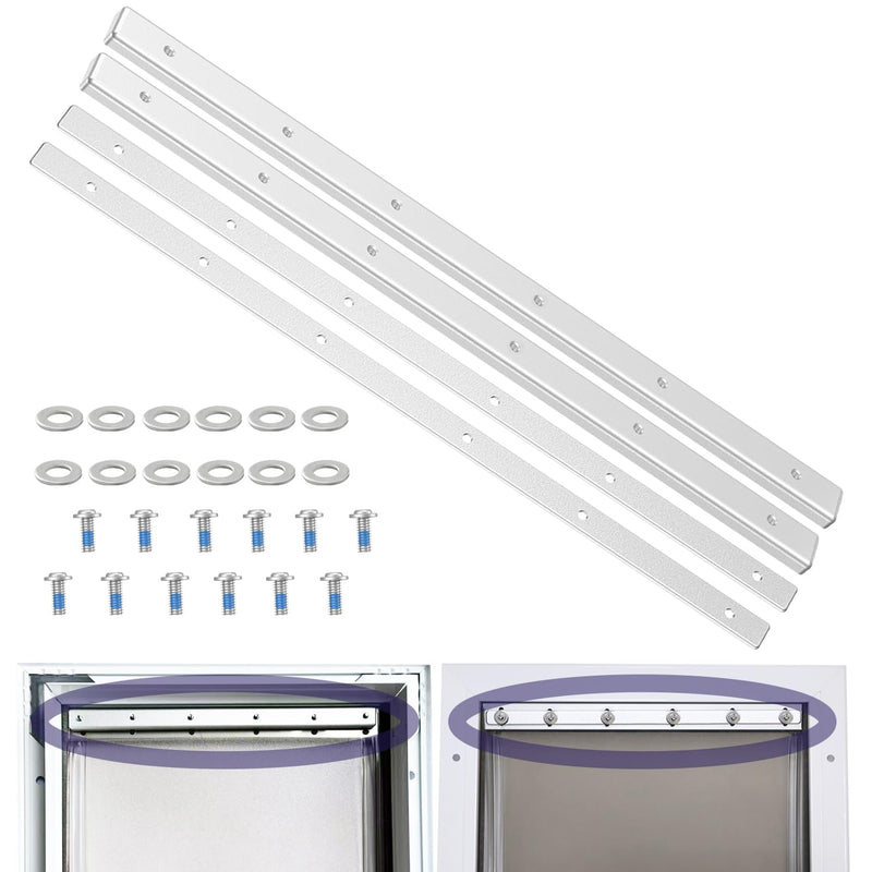 2Pcs PAC11-11040 Replacement Bracket & Plate for PetSafe Dog Door Replacement Flaps - Aluminium Alloy Dog Door Flap Bracket with 304 Stainless Steel Flat Washers and Screws (Extra Large)