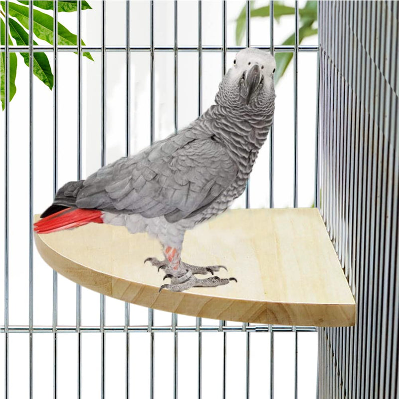 Litewoo Bird Parrot Corner Perch Flat Platform Stand, Easy to Install, Safe and Stable, Smooth Polishing Without Hurting Feet, Solid Hardwood Bird Cage Perches(XL)