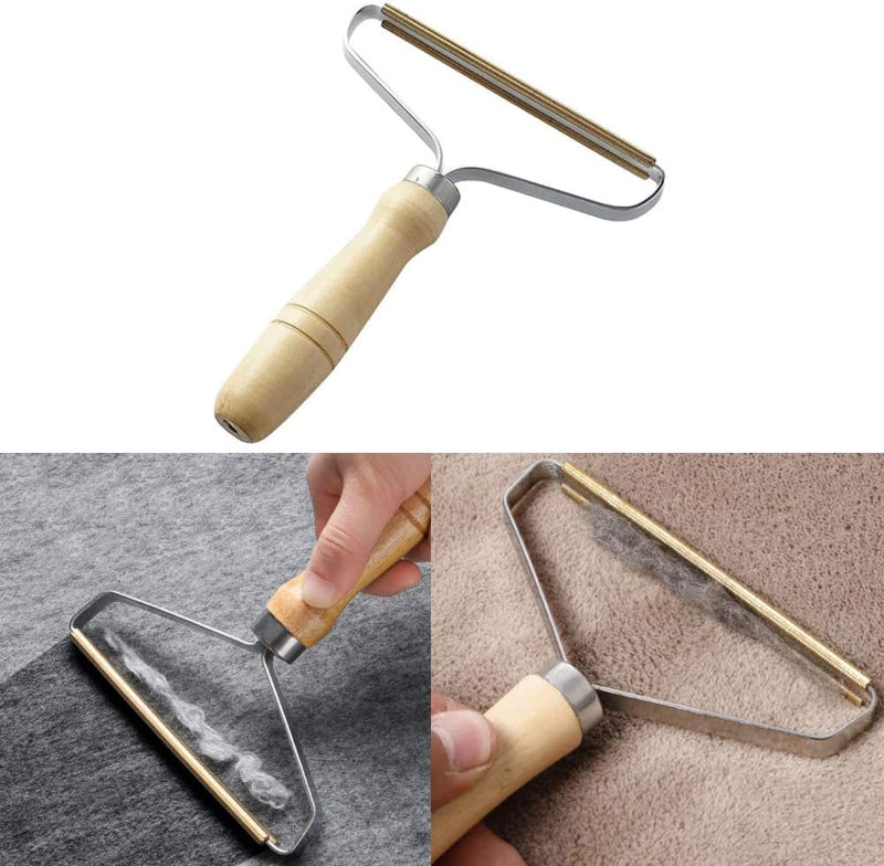 Carpet Pet Hair Remover, Portable Wooden Handle Lint Roller, Carpet Brush