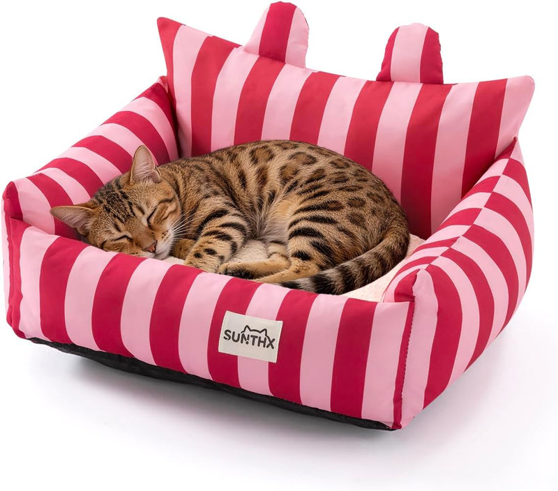 Cat Couch, Reversible Pet Sofa for Indoor Cats – 2-Sided Cat Sofa with Oxford Fabric and Plush Fleece, Washable Small Do